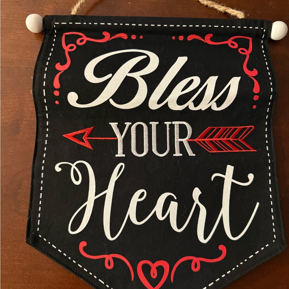 Bless Your Heart Wall Hanging - Black and Red